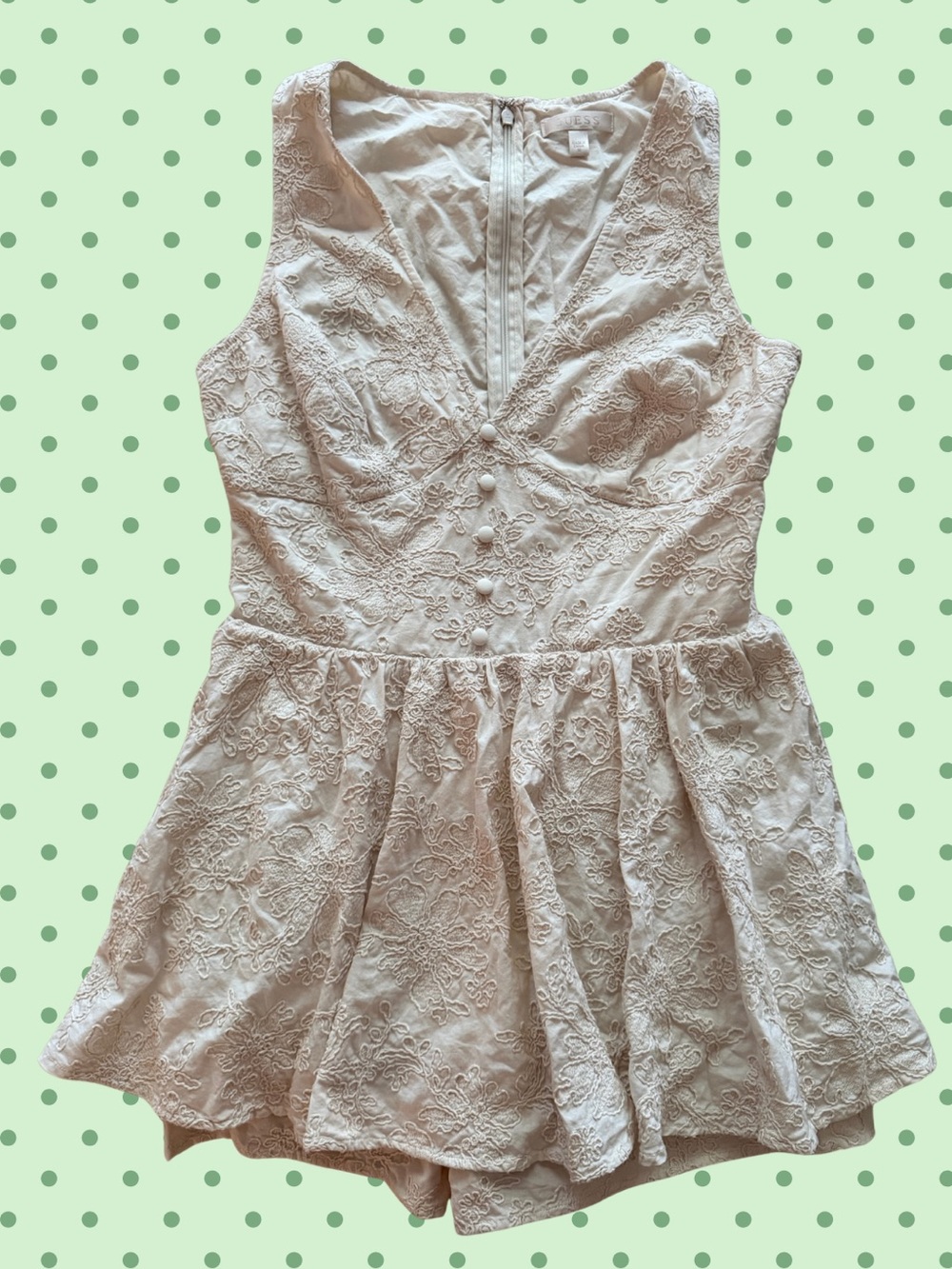 Guess Cream Lace V-Neck Lace Romper